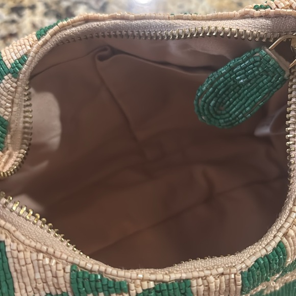 Maeve Beaded Green and Cream Checkered Bag - perfect condition! - Picture 10 of 13